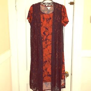 LuLaRoe Carly Dress and Joy Vest Outfit